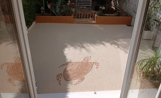 La pose d'une moquette de pierre , Cavaillon, FW.Résine